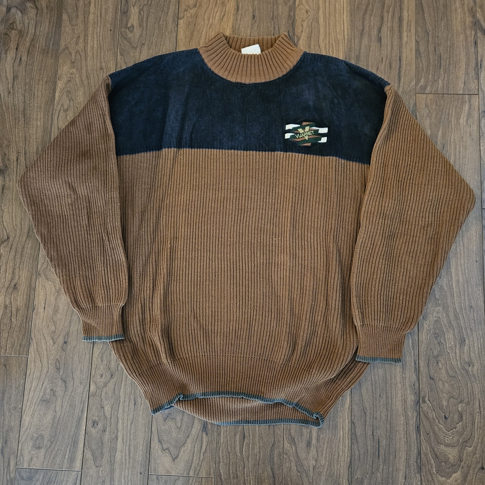 Vintage Vuarnet Sweater Mens Medium Brown 80s